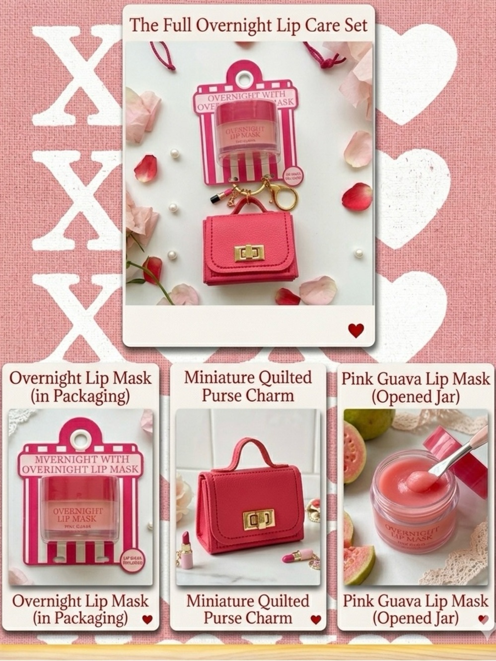 Pink Mini Purse Keychain or Charm with Lip Mask